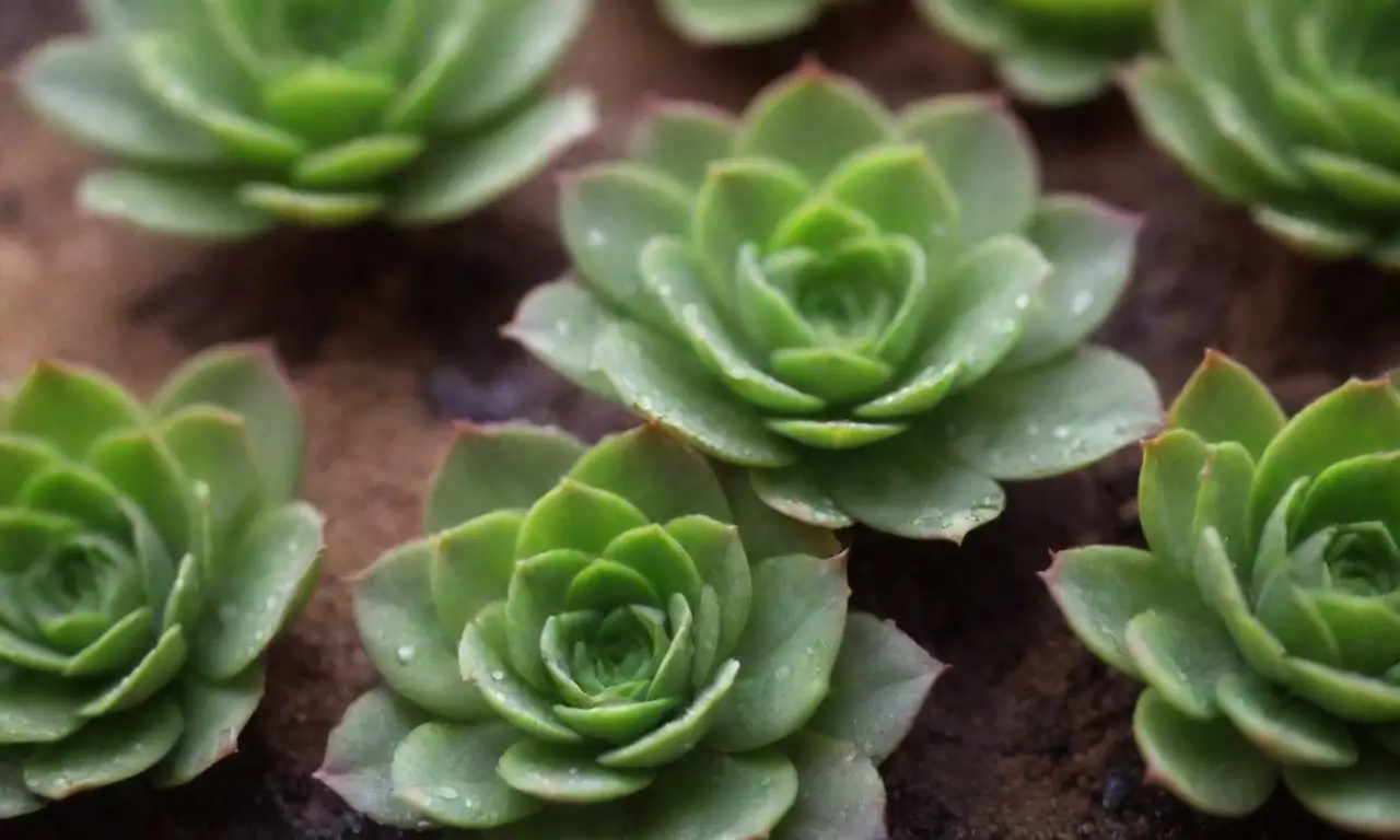 A serene scene with green succulents and gentle sunlight