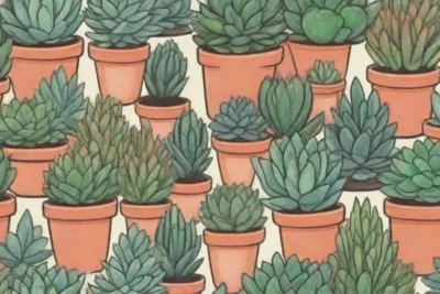 The wallpaper showcases colorful succulents and playful gardening-themed designs