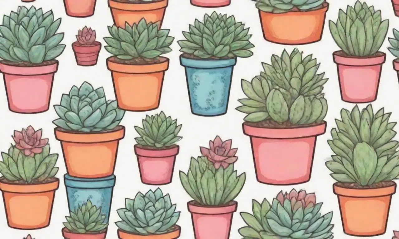 The wallpaper showcases vibrant succulents in unique designs and styles