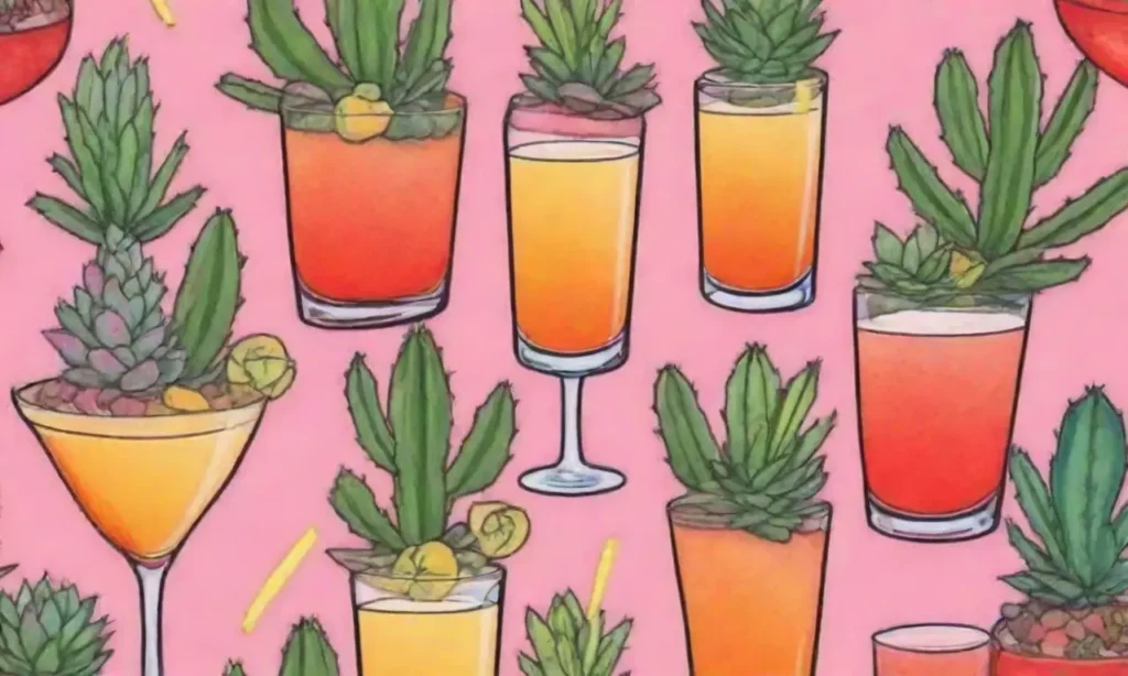 Colorful succulents and vibrant cocktails create tropical