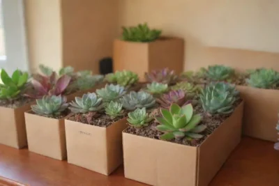 Colorful succulent arrangements with care tips and sunlight positions