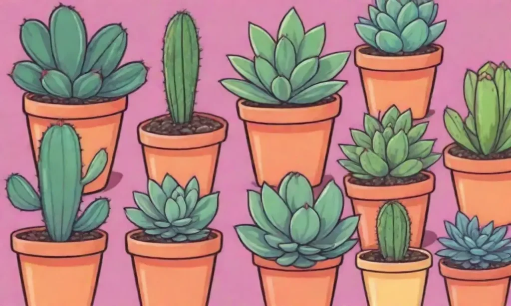 Vibrant succulent illustrations with unique names and engaging stories