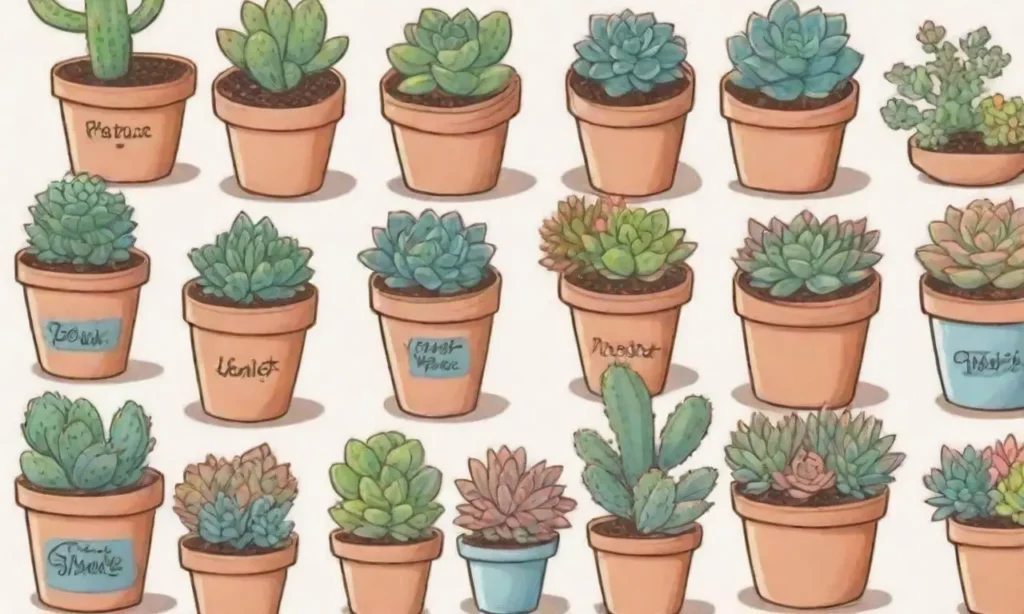 Beautifully arranged colorful succulents with care tips and infographics