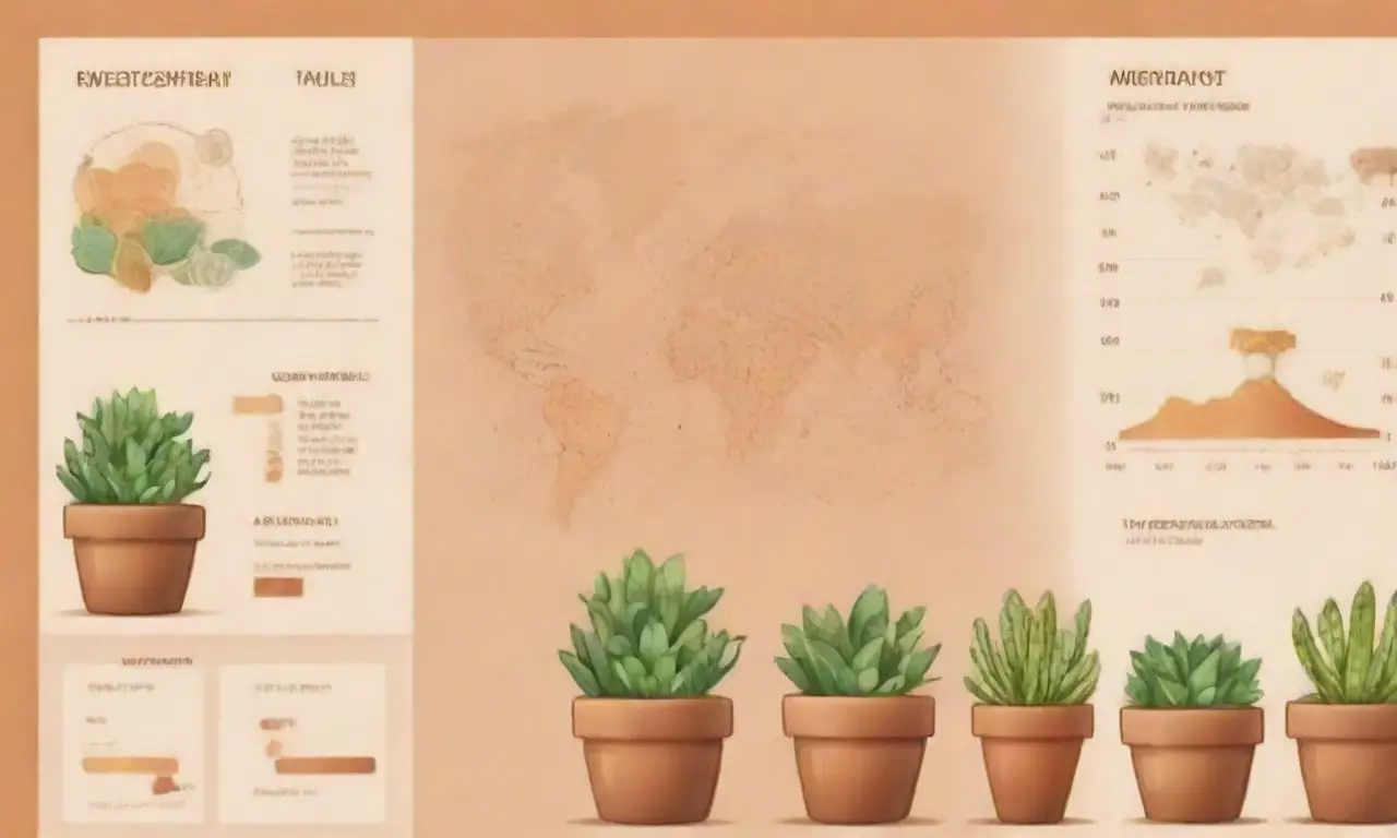 Stylish design with earth tones, vibrant succulents, and informative visuals