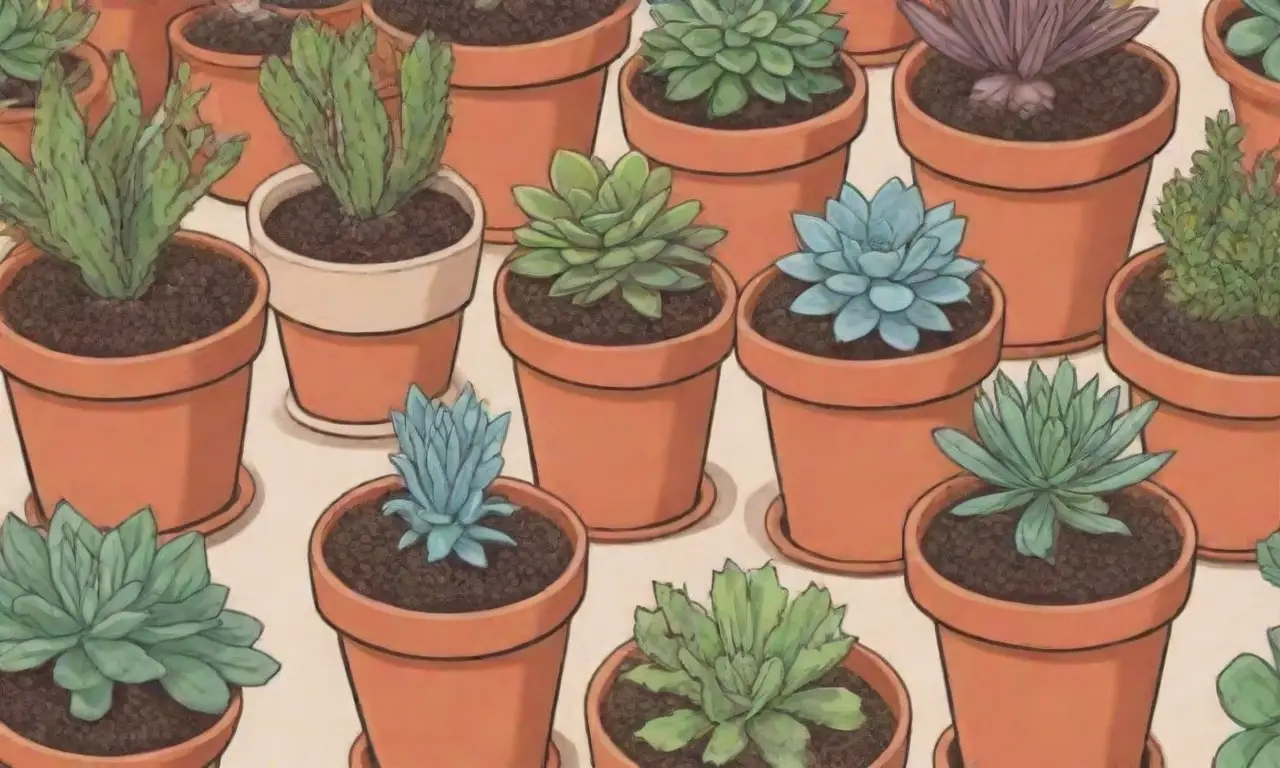 A colorful wallpaper displays a guide on repotting succulents