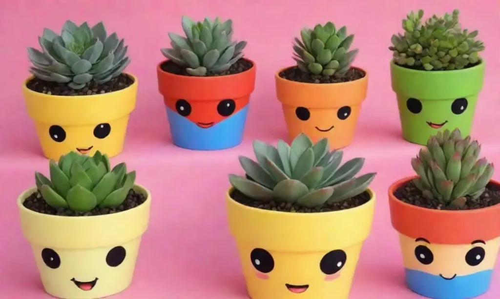 Custom vibrant succulent containers with trendy designs