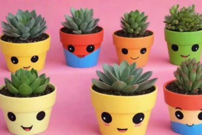 Custom vibrant succulent containers with trendy designs