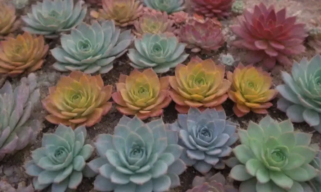 Colorful succulents showcase unique shapes and drought-resistant features in a vibrant ecosystem