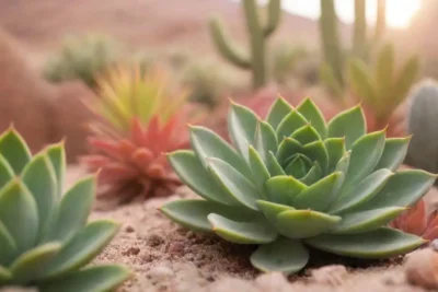 The wallpaper showcases vibrant desert succulents and a diagram of CAM photosynthesis