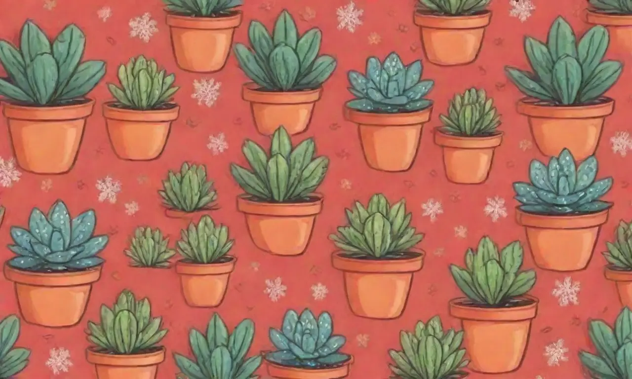 The wallpaper showcases vibrant succulents, seasonal motifs, and watering tips