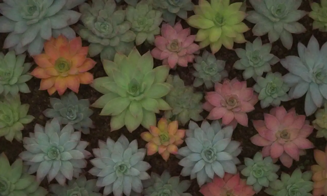 The wallpaper showcases vibrant succulent plants and pests in a visually appealing design