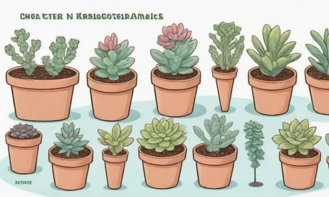 Illustrations depict succulent types, propagation steps, tools, soil care, and transplanting