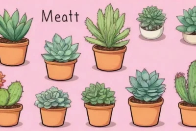 Colorful succulents with care tips and graphs in a stylish design