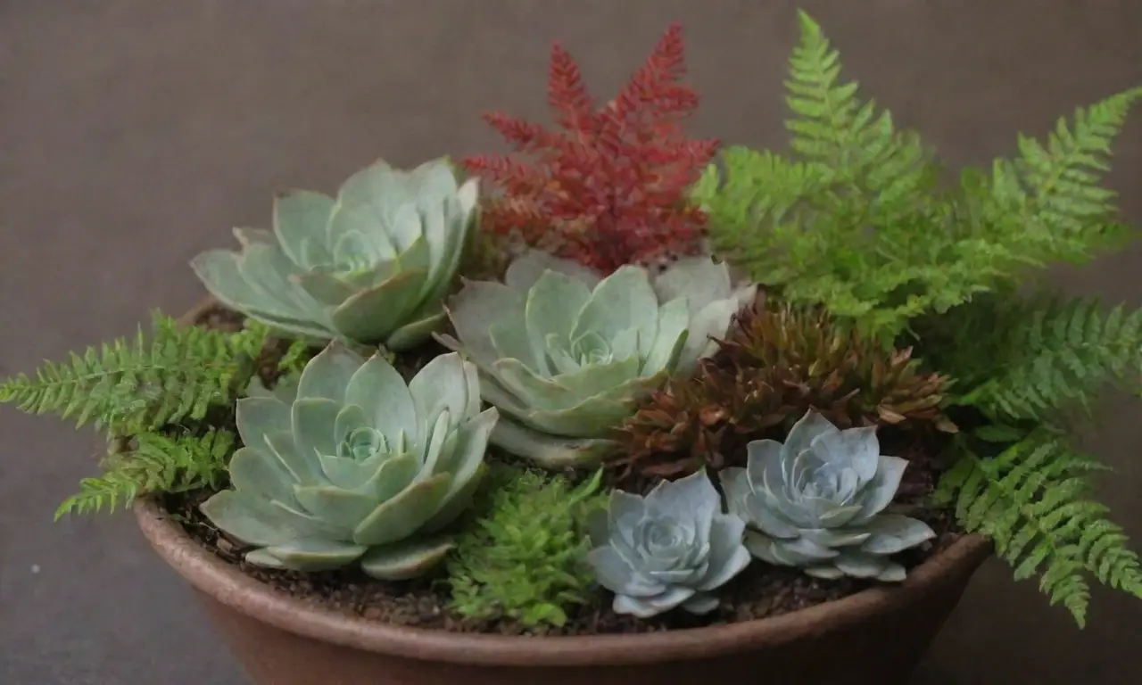 Mix succulents and ferns thoughtfully for vibrant and well-drained arrangements