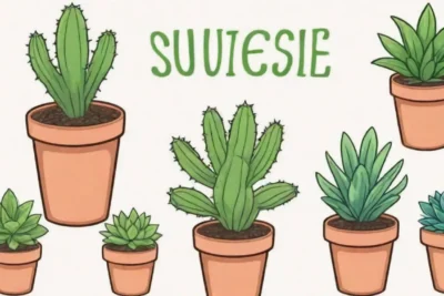 Vibrant succulents with informative graphics and growth facts