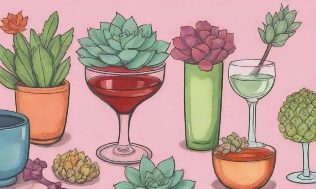 Succulents and wine glasses showcase vibrant design elements and pairing tips