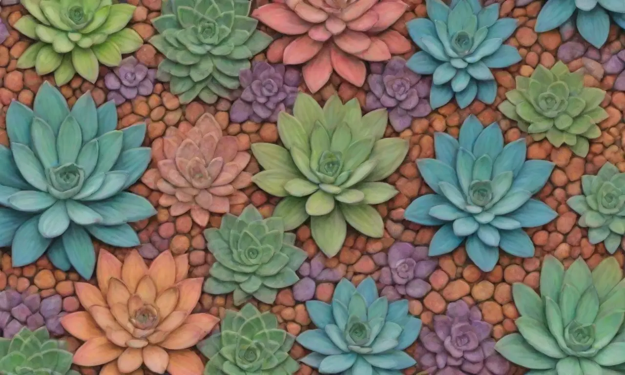 Colorful succulents create an eye-catching mosaic centerpiece