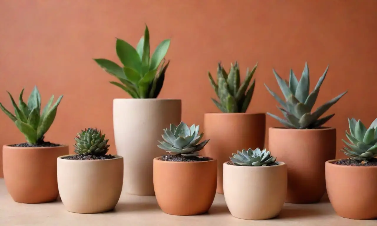 A modern wallpaper showcases succulent plants and clay pots with subscription options