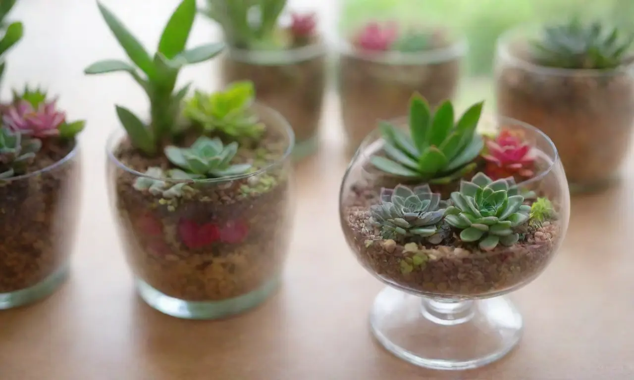 Colorful succulent terrariums create elegant, low-maintenance wedding decor