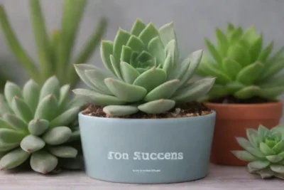 The wallpaper showcases succulents with a frosty backdrop and includes care tips and temperatures