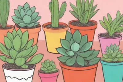 Eco-friendly succulents in vibrant pots promote plant care and environmental awareness