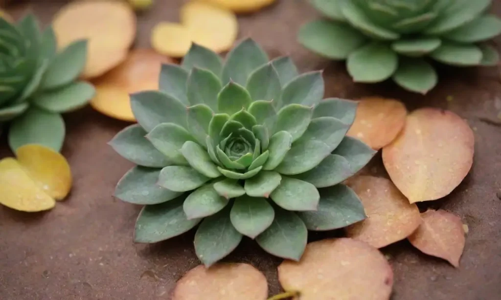 The wallpaper depicts succulents with yellow leaves