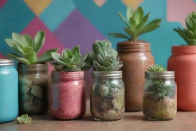 A lively wallpaper with succulents