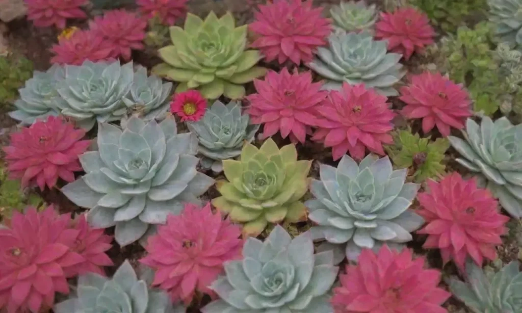 A colorful garden teeming with succulents