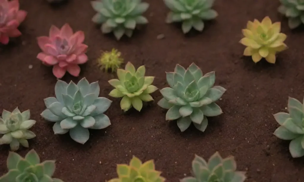 Colorful succulents with insects