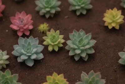 Colorful succulents with insects