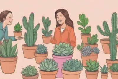 A vibrant showcase of succulents and friendly plant exchanges with helpful guidelines and tips