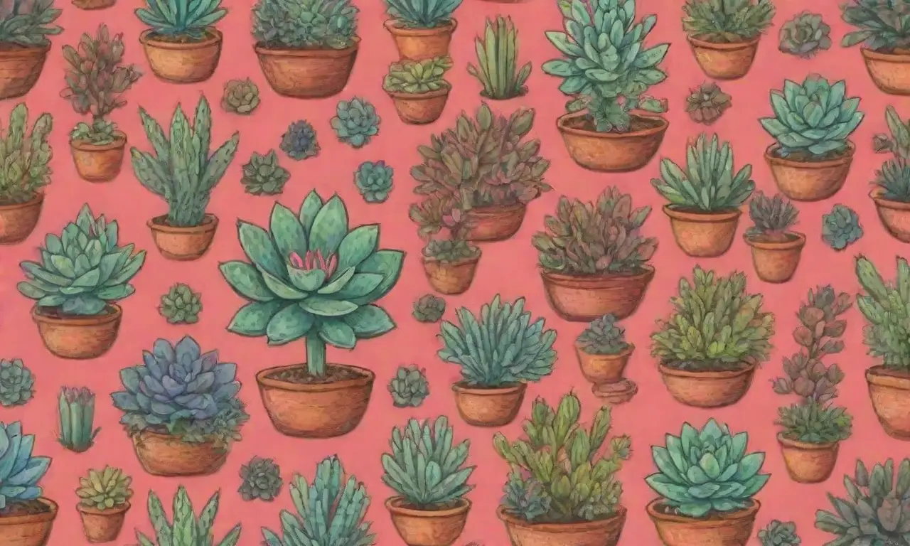 The wallpaper combines vibrant succulents and Indigenous motifs to highlight sustainable cultivation amidst environmental challenges