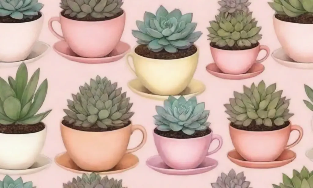 Charming vintage teacups and vibrant succulents create stylish