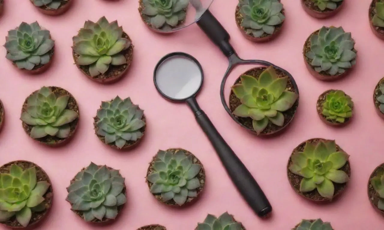 The wallpaper showcases vibrant succulents and experts with tools for plant analysis and disease detection