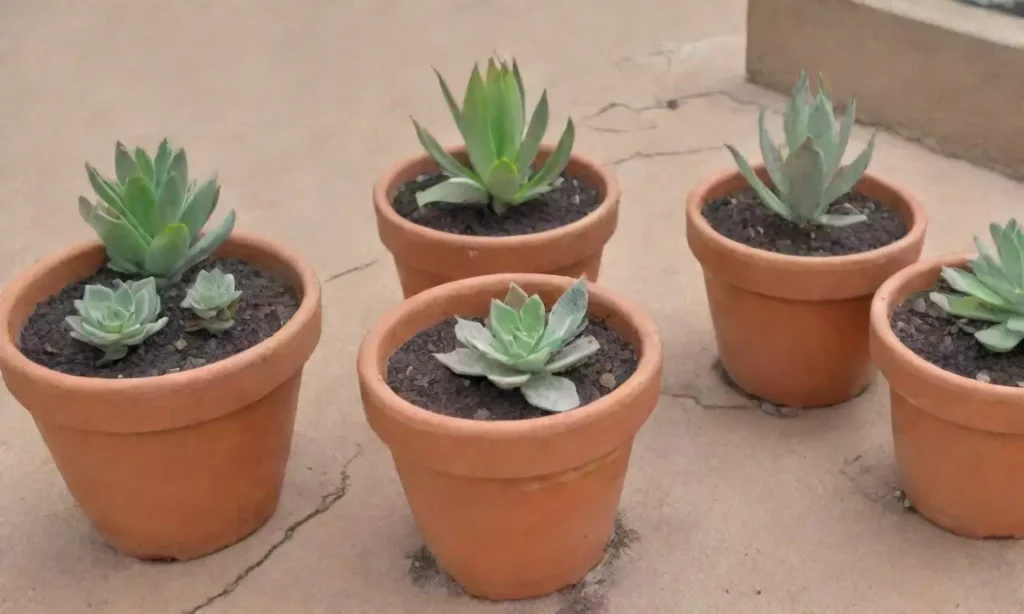 Wilting succulents amidst dust and cracked pots illustrate beauty in neglect and natures resilience