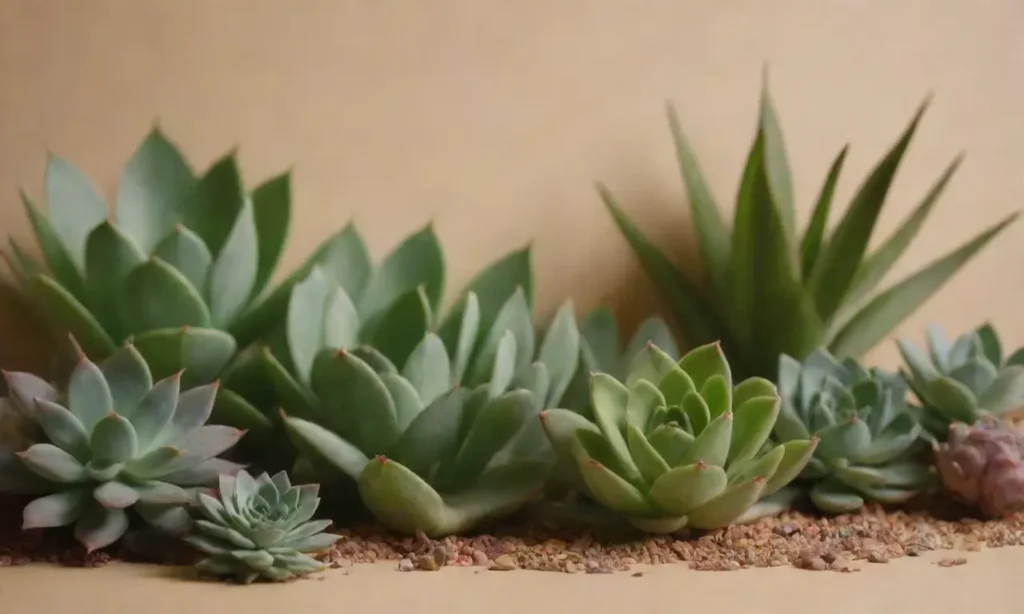 A vibrant design of adaptable succulents on a soft beige background creates a serene atmosphere