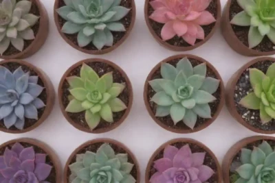 Colorful succulents and trendy social media elements