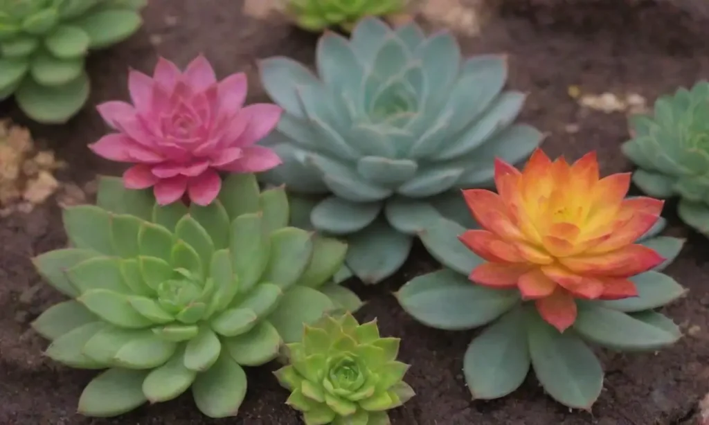 Colorful succulents thrive in rich soil through sustainable practices and biodiversity