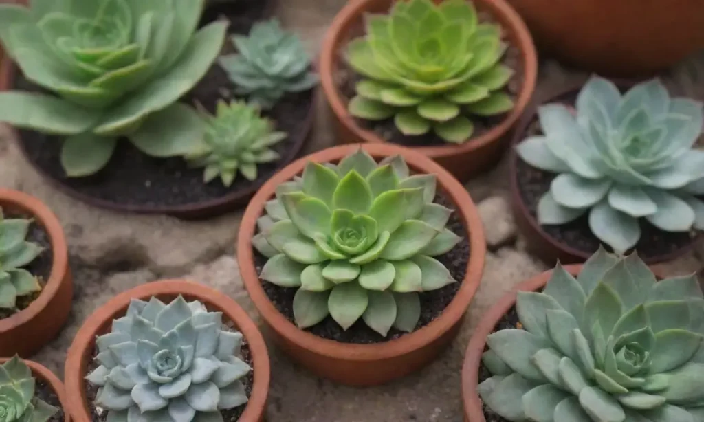 Succulents in diverse colors and shapes create an inviting atmosphere