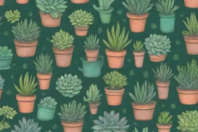 The wallpaper showcases vibrant succulents