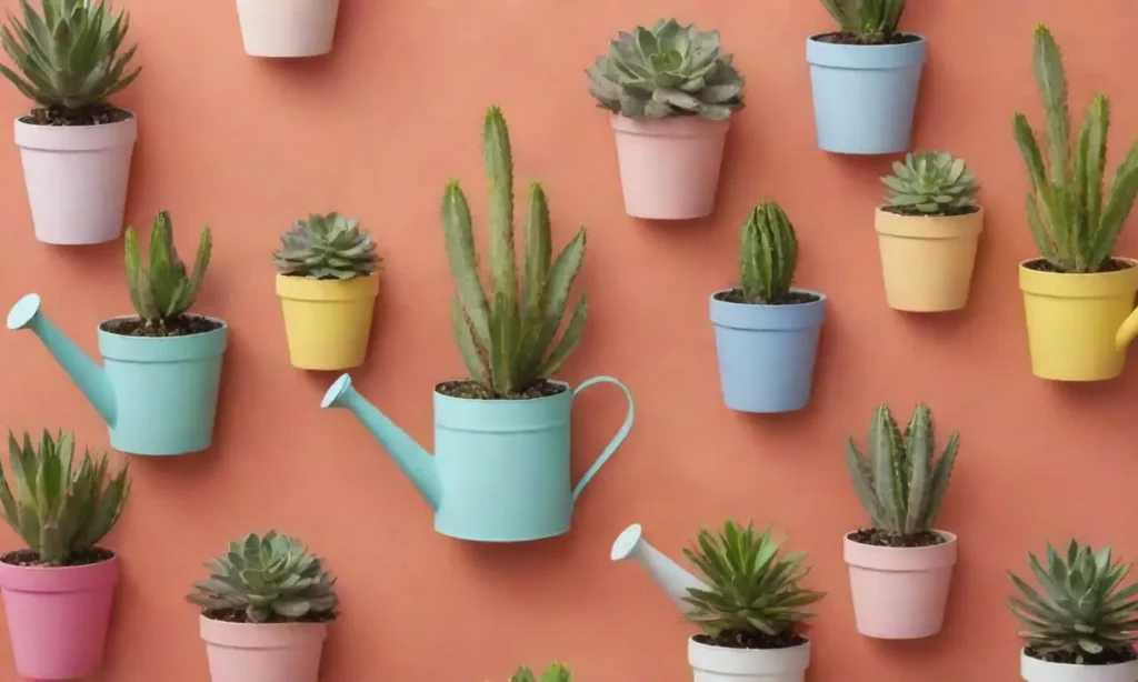 The wallpaper features vibrant succulents and gardening elements