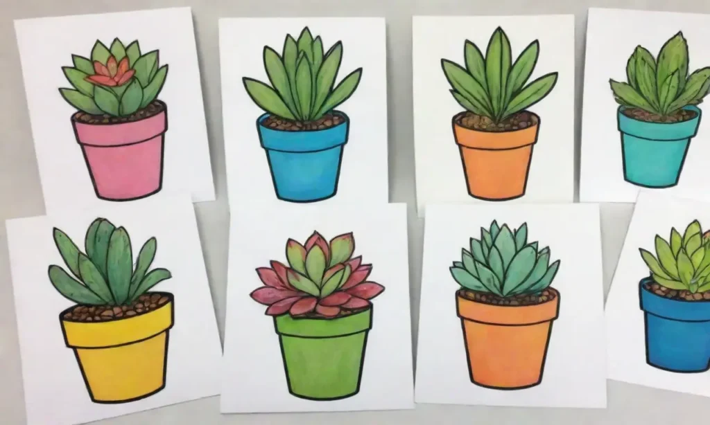 Succulent-themed greeting cards add a personal