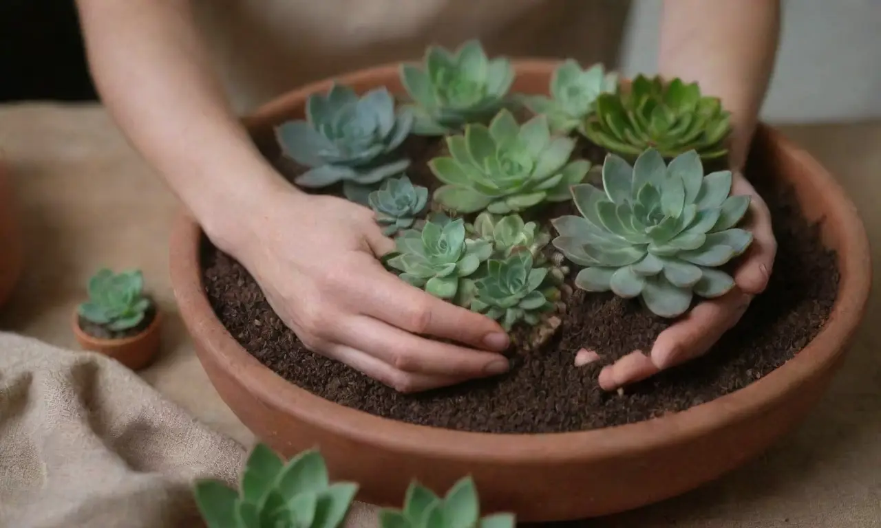 A calming design with succulents promotes growth and care