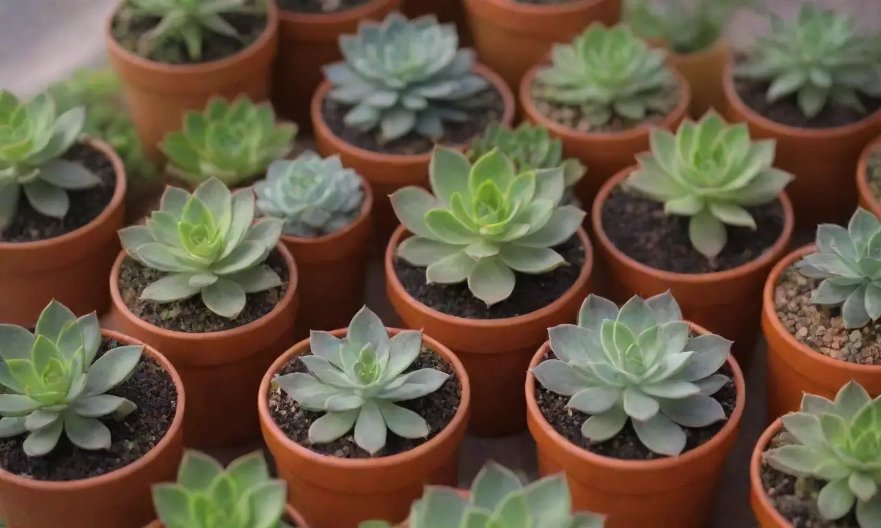 Colorful succulents and containers with simple care tips create a cheerful atmosphere