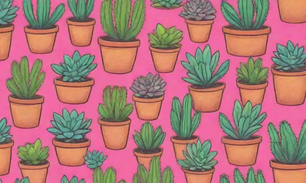 A lively wallpaper with colorful succulents and cheerful visuals