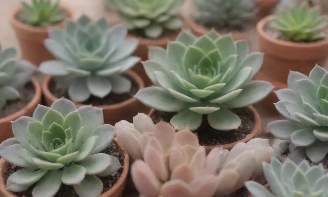 Cozy winter-themed tips on winter care for succulents in soft pastel colors