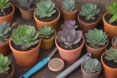 A colorful succulent garden wallpaper illustrates tool use and tips for gardening