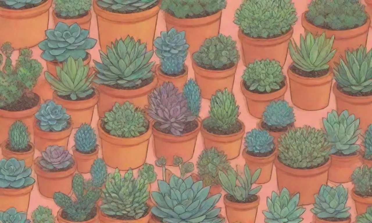 A colorful wallpaper illustrates healthy succulents, pests, care tips, and prevention methods