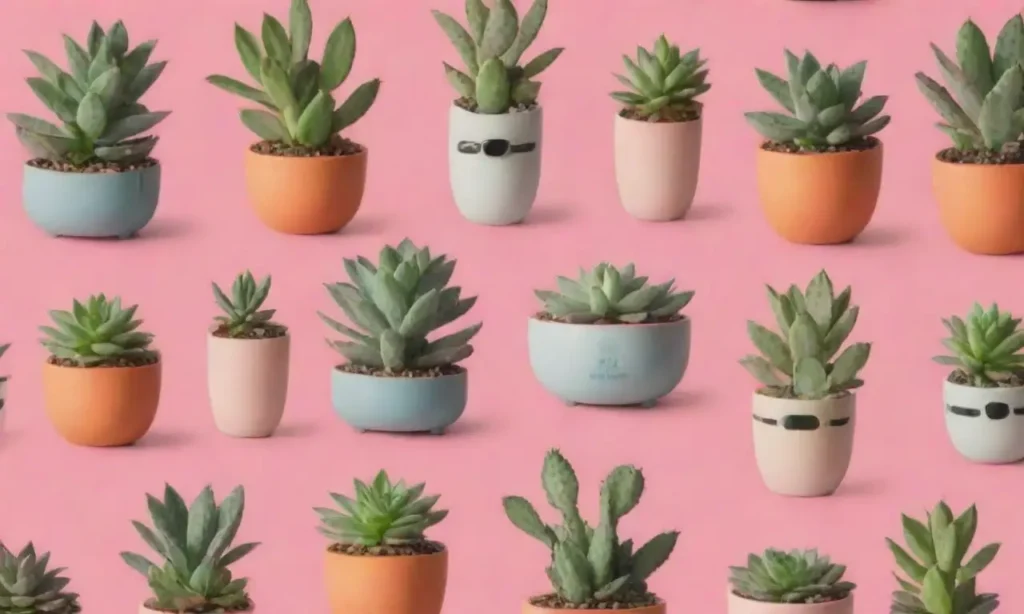 A vibrant succulent wallpaper with educational design and care tips