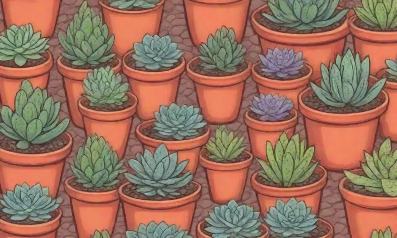 A vibrant wallpaper showcases succulent container setups and drainage techniques